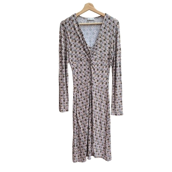 KD Klaus Dilkrath Geometric Print Dress, Soft Material, V-neck, Size Small Tall - Picture 1 of 11